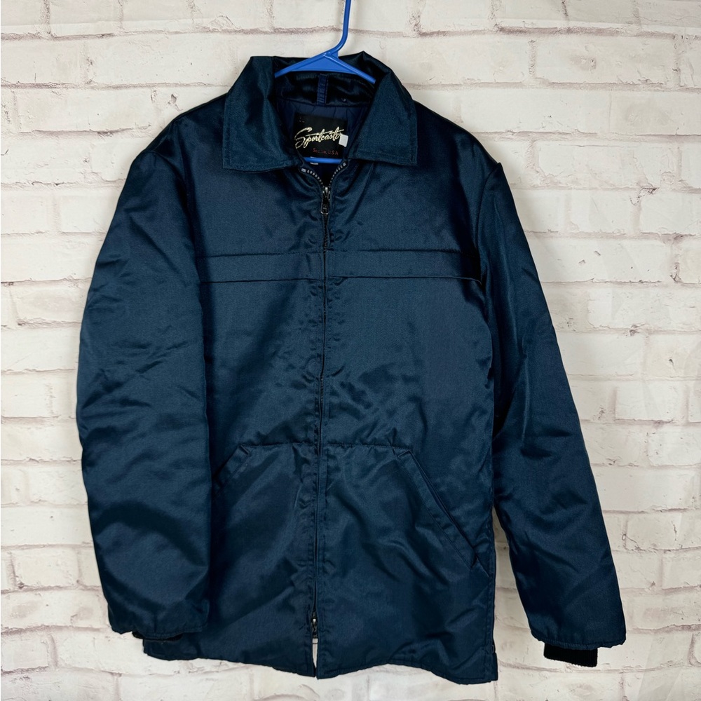 Vintage Sportscaster Full Zip Diamond Insulated Nylon Jacket Size Large